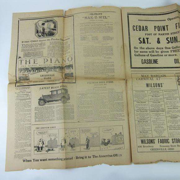 The Ansonian Newspaper Ansonia Darke County Ohio Thursday May 1927 Antique RARE - Picture 7 of 16